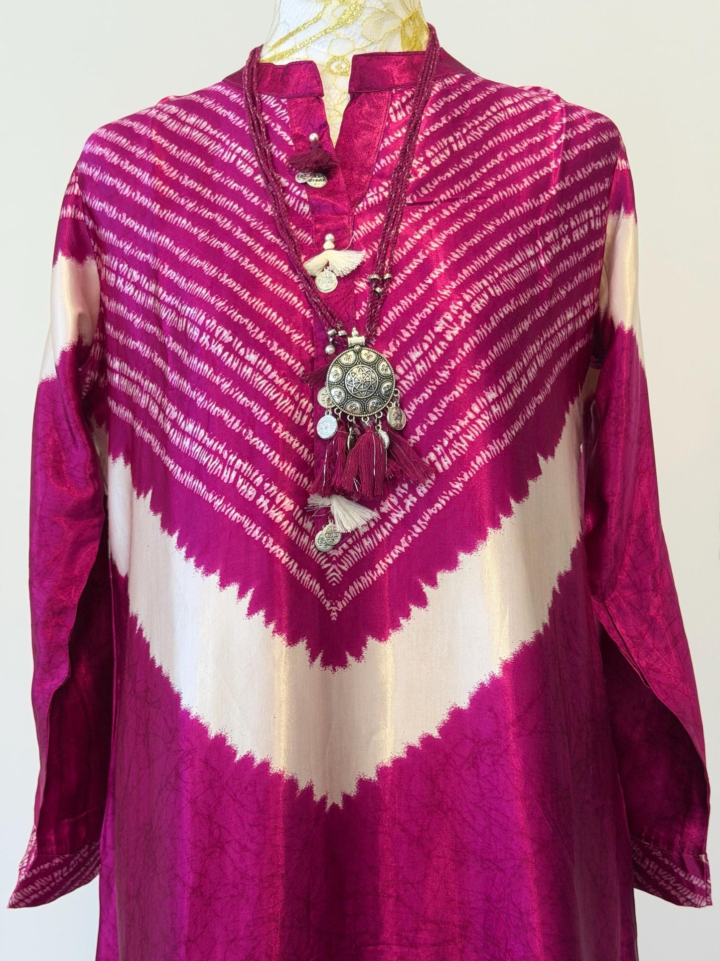 Wine Gajji Silk Kurti cord set
