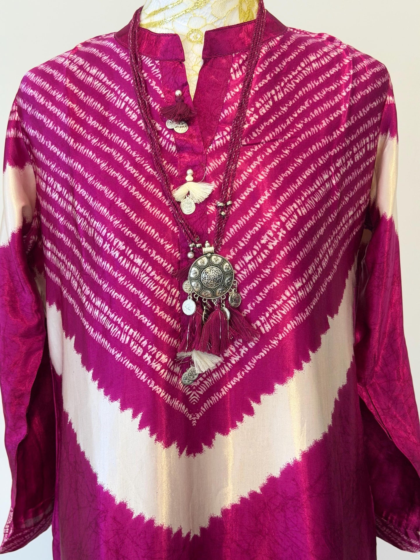 Wine Gajji Silk Kurti cord set