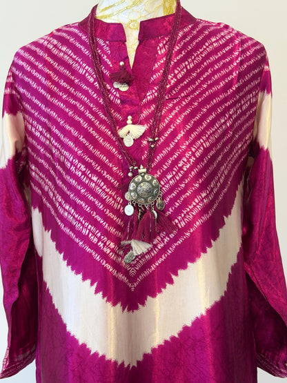 Wine Gajji Silk Kurti cord set