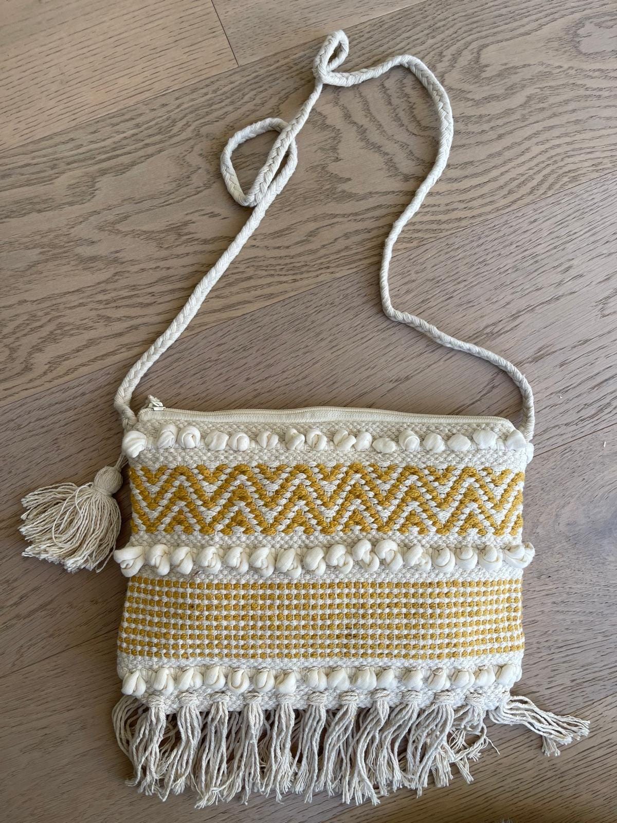 Boho Macramé Sling Bag | Handwoven Cotton Crossbody Pouch | Casual Summer & Travel Bag