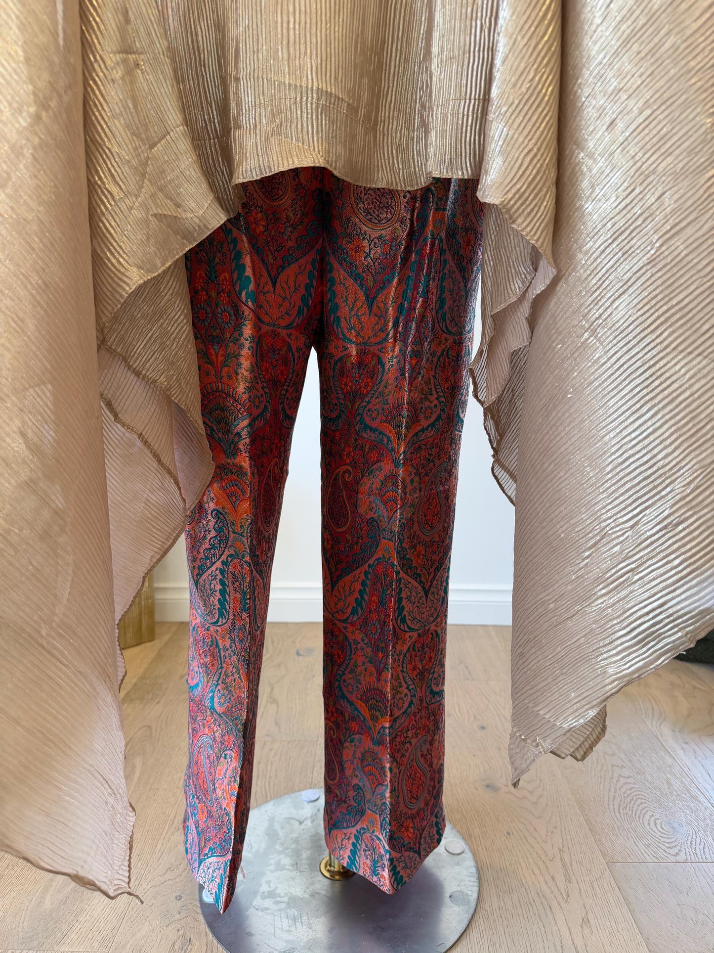 Champagne Gold Pleated  Kaftan brocade pants