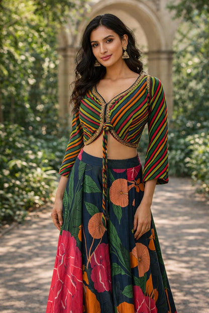 Indo Western Floral Crepe printed Set