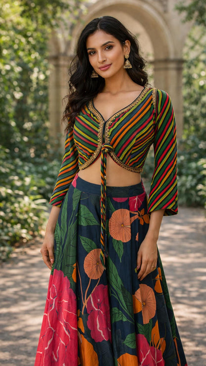 Indo Western Floral Crepe printed Set