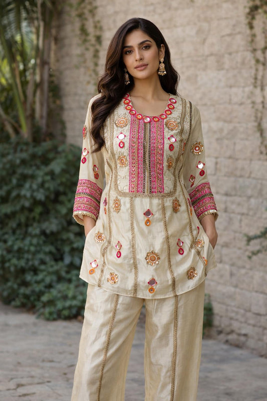 Ivory Tissue Silk Kurta Set