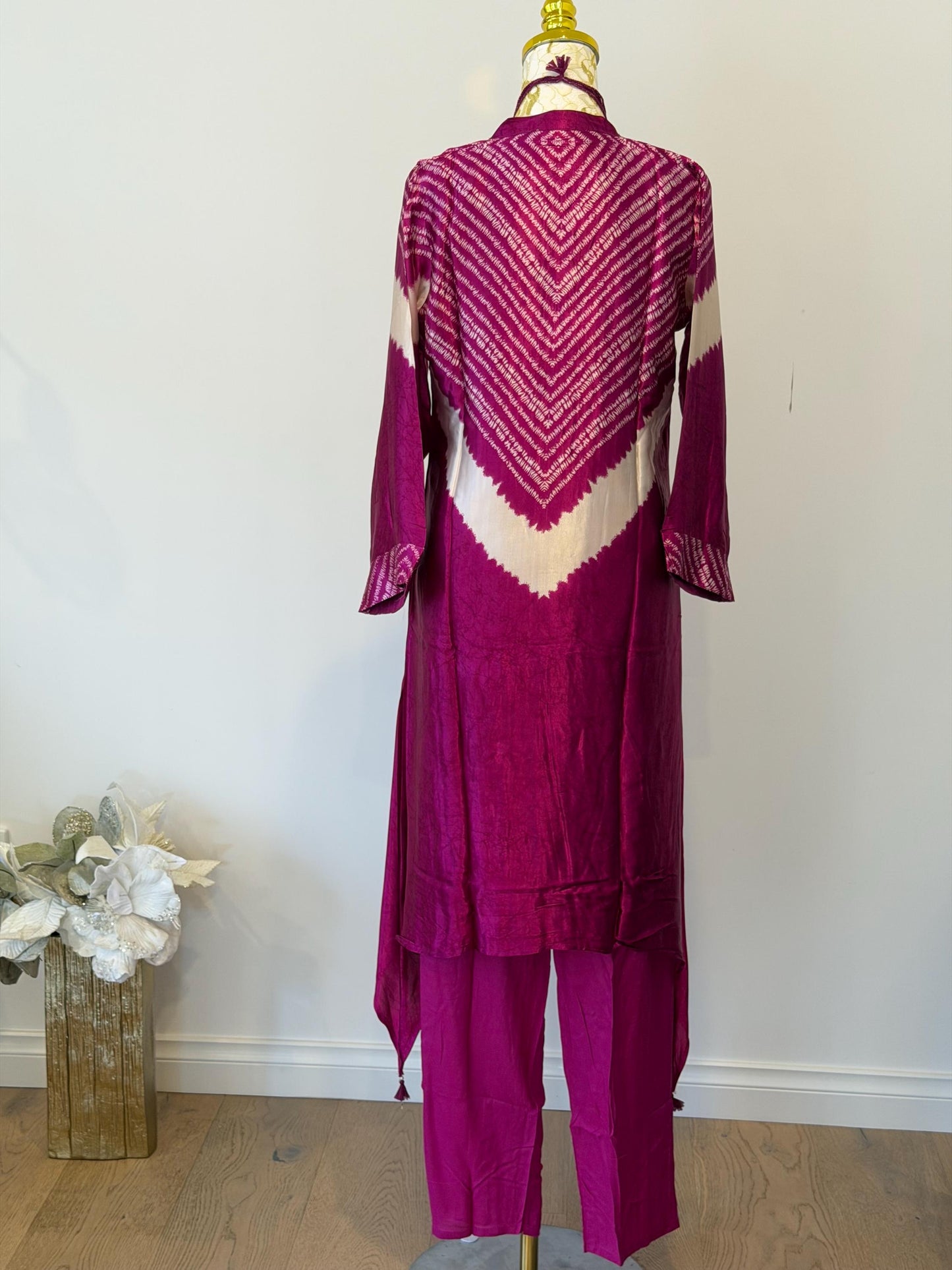 Wine Gajji Silk Kurti cord set