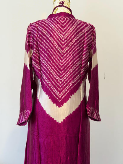 Wine Gajji Silk Kurti cord set