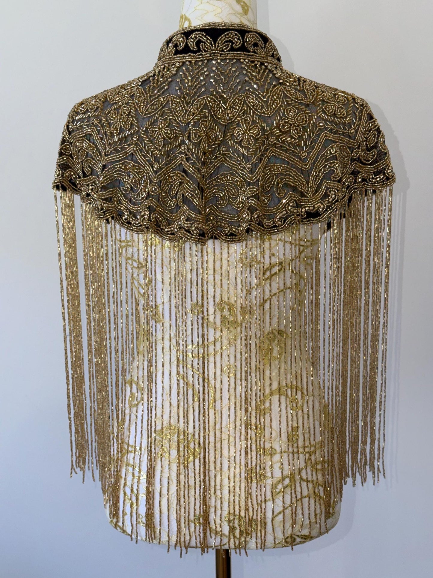 Black Gold Embroidered Cape Jacket