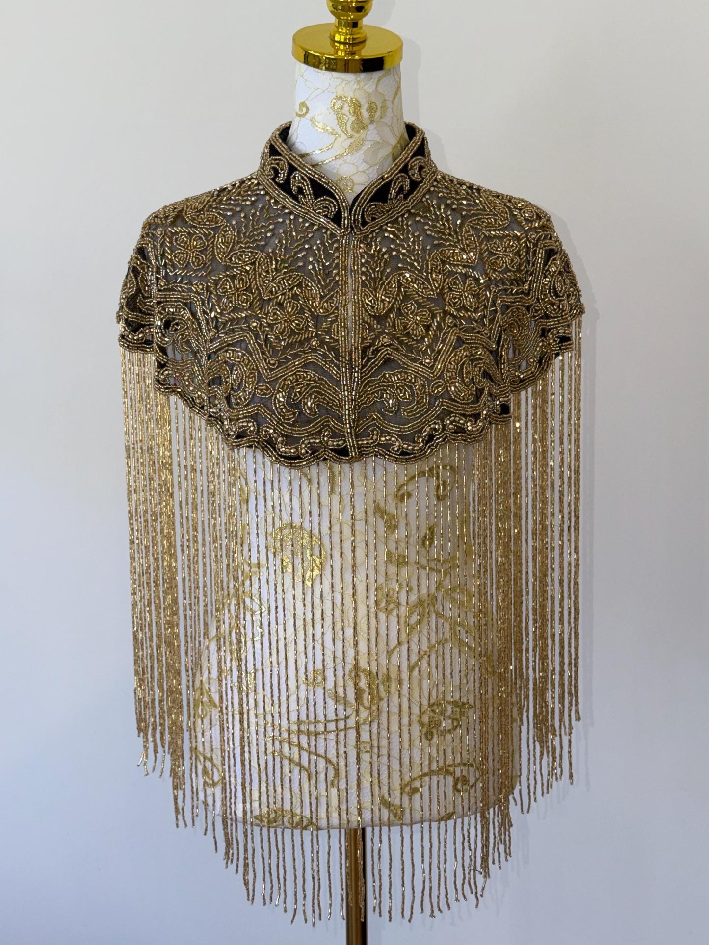 Black Gold Embroidered Cape Jacket