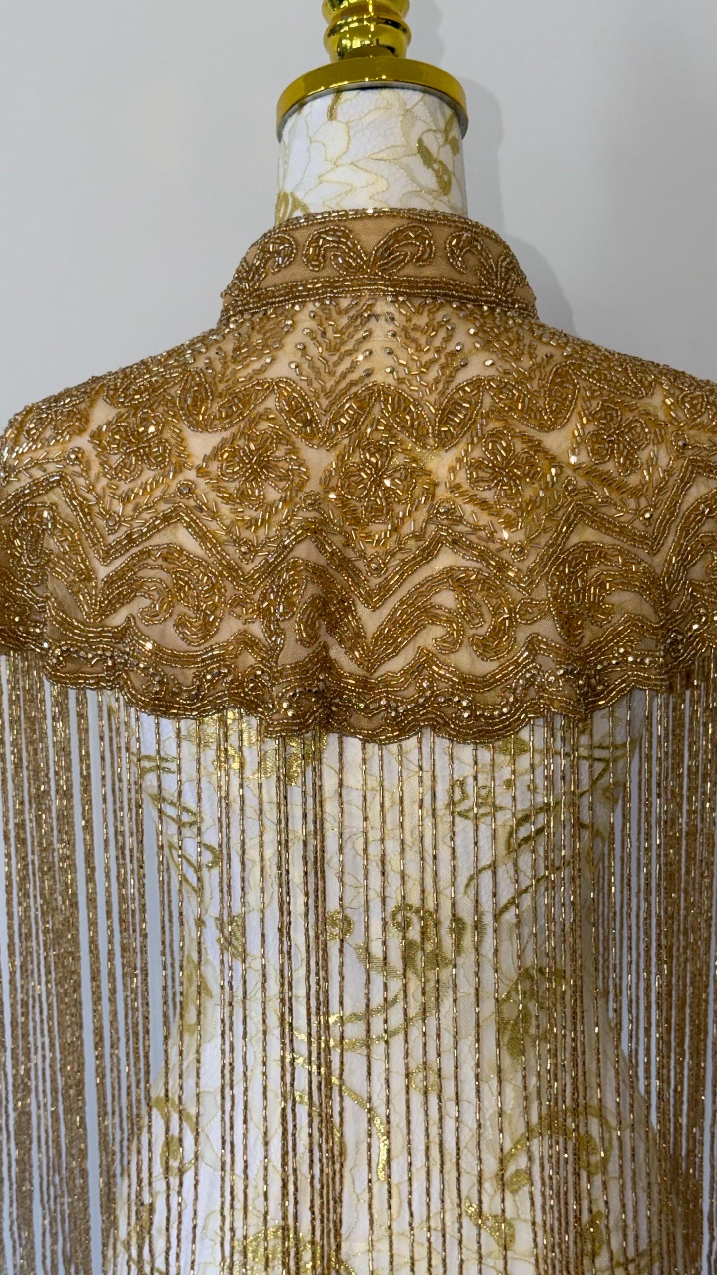 Gold Embroidered Fringe Cape Jacket