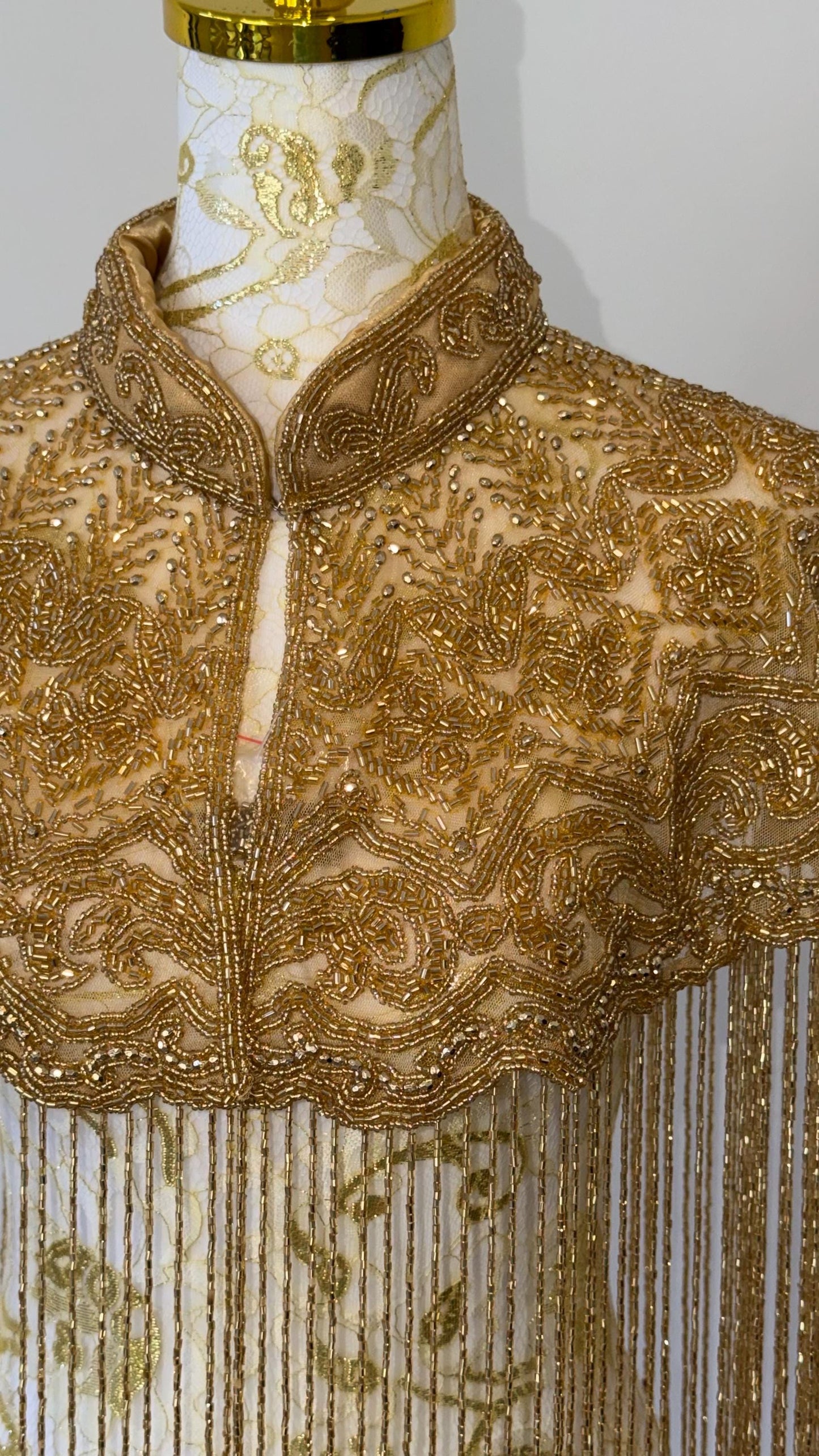 Gold Embroidered Fringe Cape Jacket