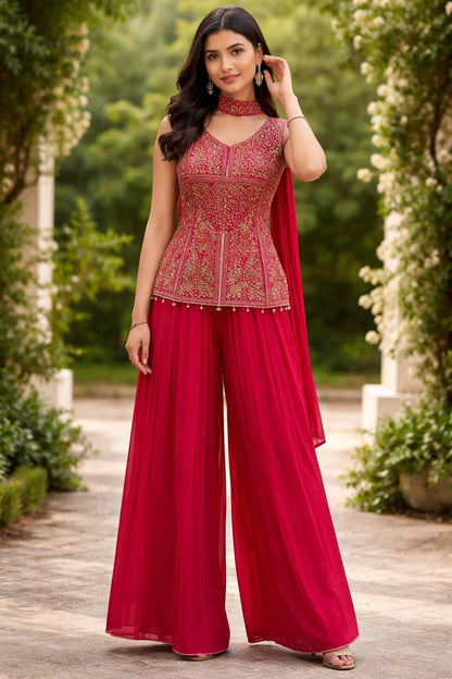 Embroidered Indo-Western Palazzo Set