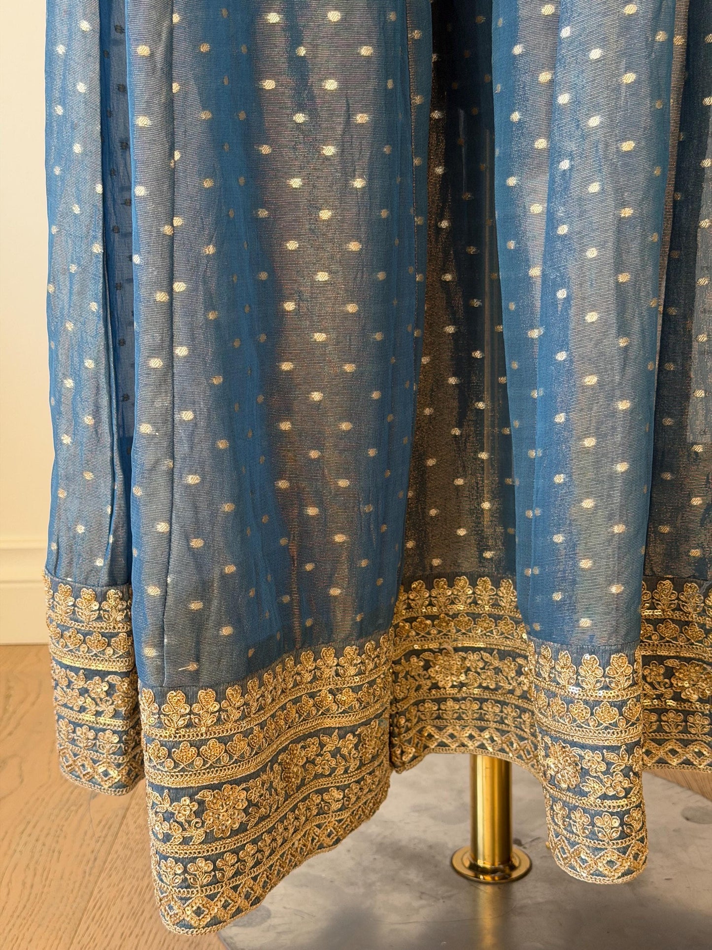 Blue Georgette Shimmer jacket indo western style