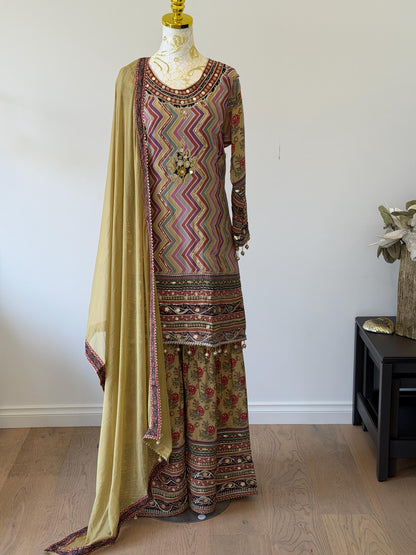 Crepe Digital Print Sharara Suit Set