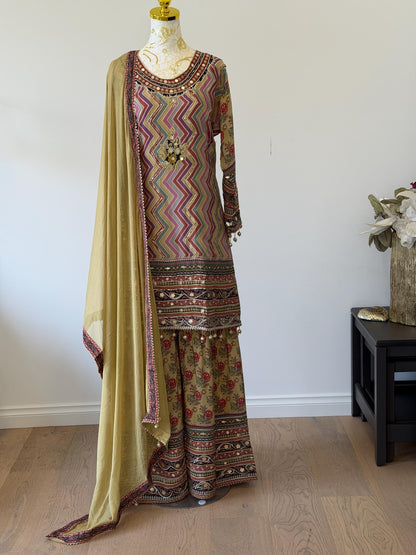 Crepe Digital Print Sharara Suit Set