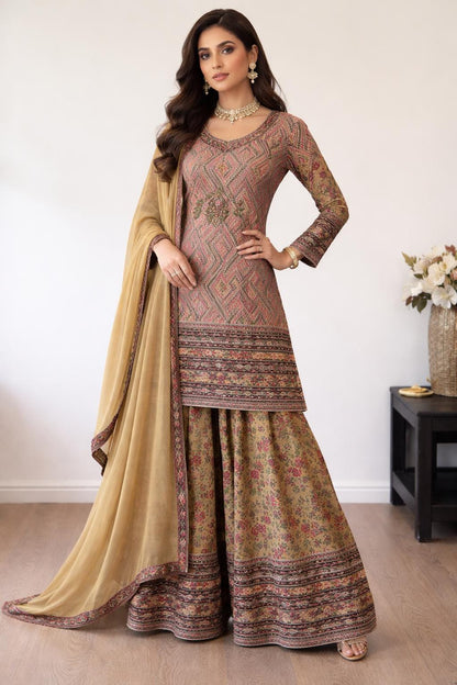 Crepe Digital Print Sharara Suit Set