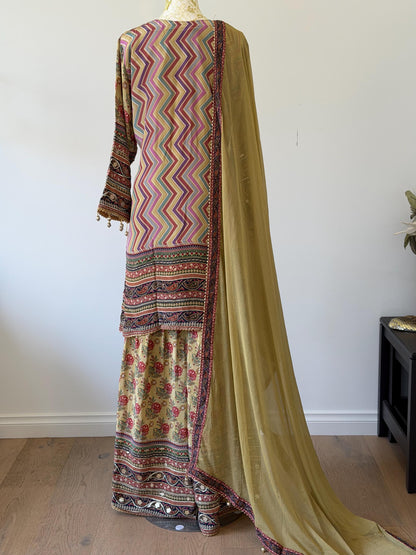 Crepe Digital Print Sharara Suit Set