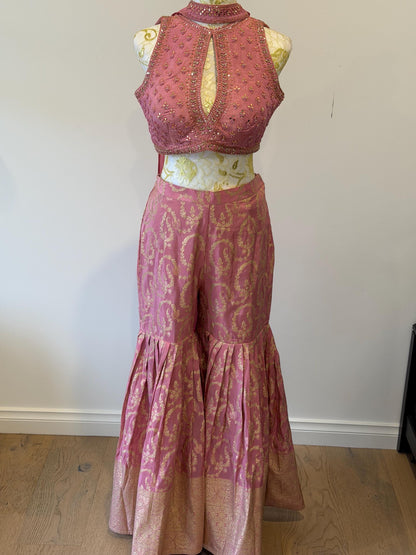 Dusty Pink Brocade indo western outfit