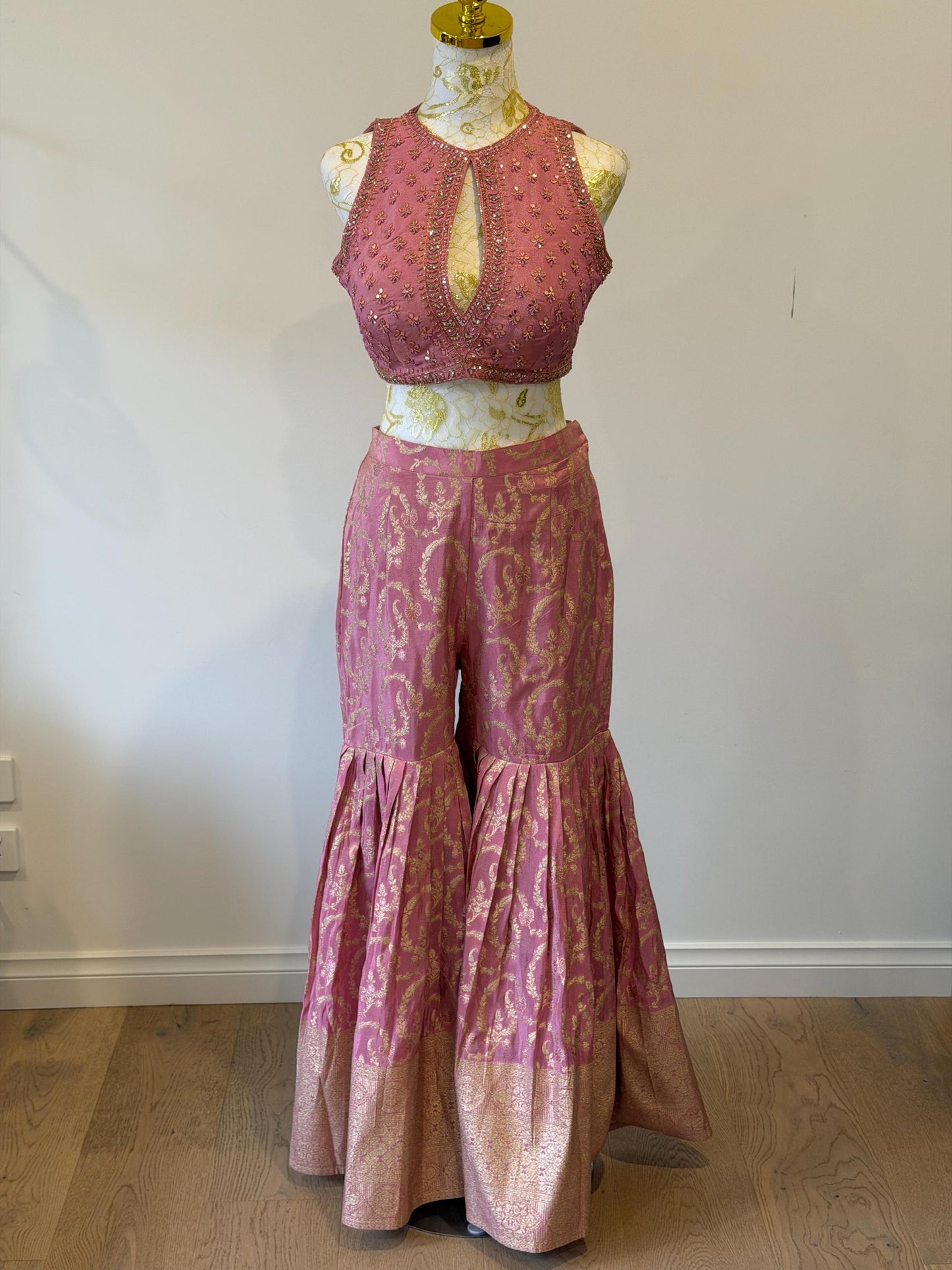 Dusty Pink Brocade indo western outfit