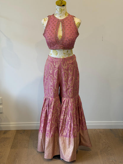 Dusty Pink Brocade indo western outfit