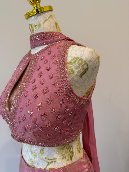 Dusty Pink Brocade indo western outfit
