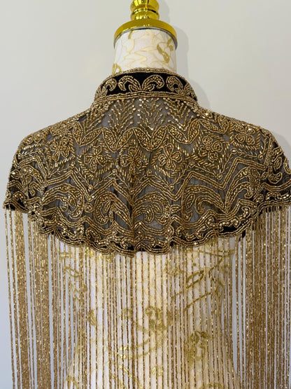 Black Gold Embroidered Cape Jacket