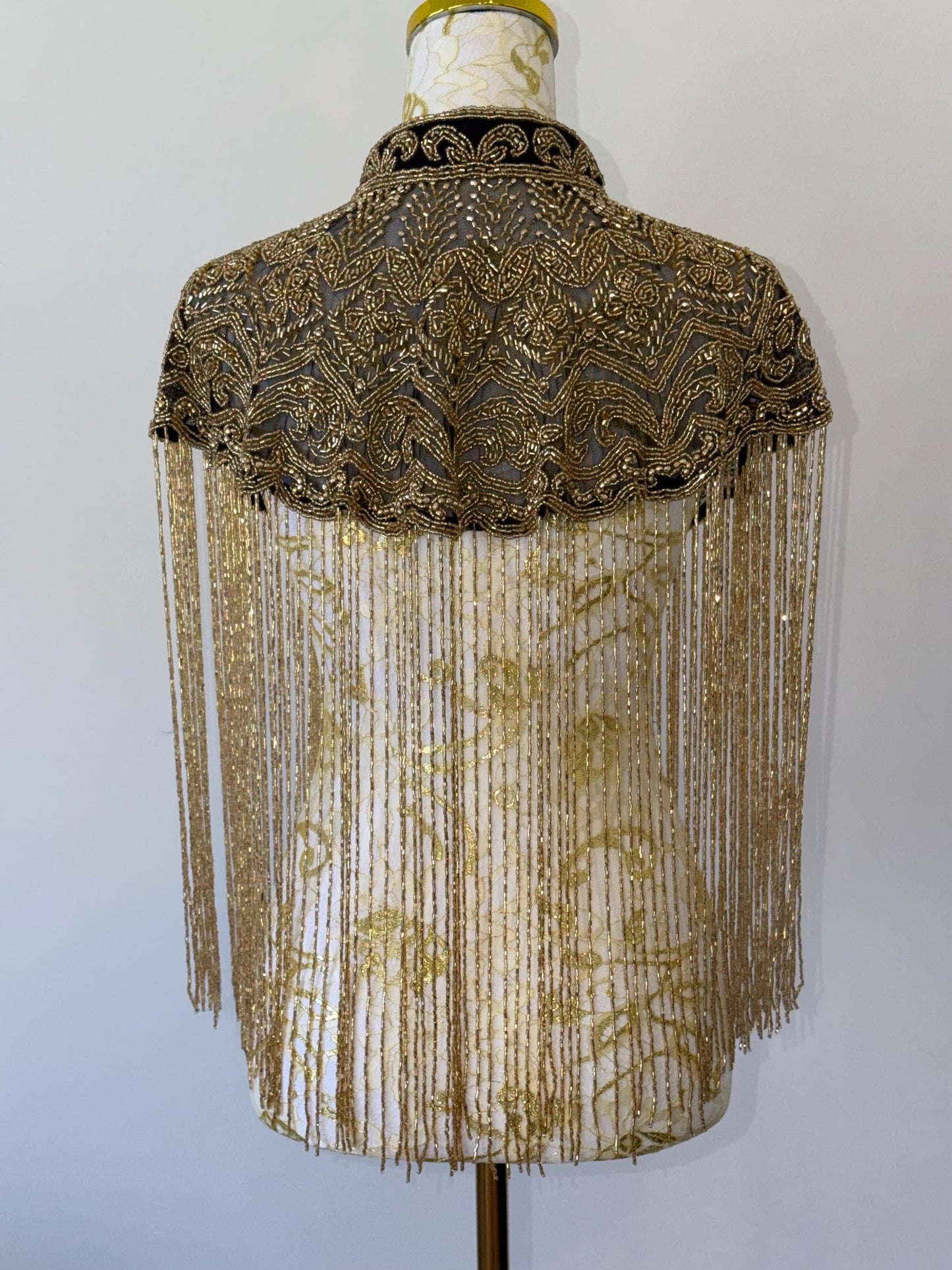 Black Gold Embroidered Cape Jacket