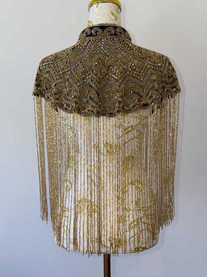 Black Gold Embroidered Cape Jacket
