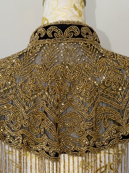 Black Gold Embroidered Cape Jacket