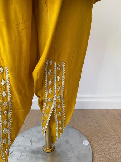Shimmer Georgette Kaftan Kurti Set with Tulip Pants, Gotta Patti Print
