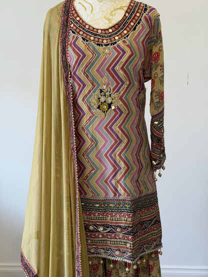 Crepe Digital Print Sharara Suit Set