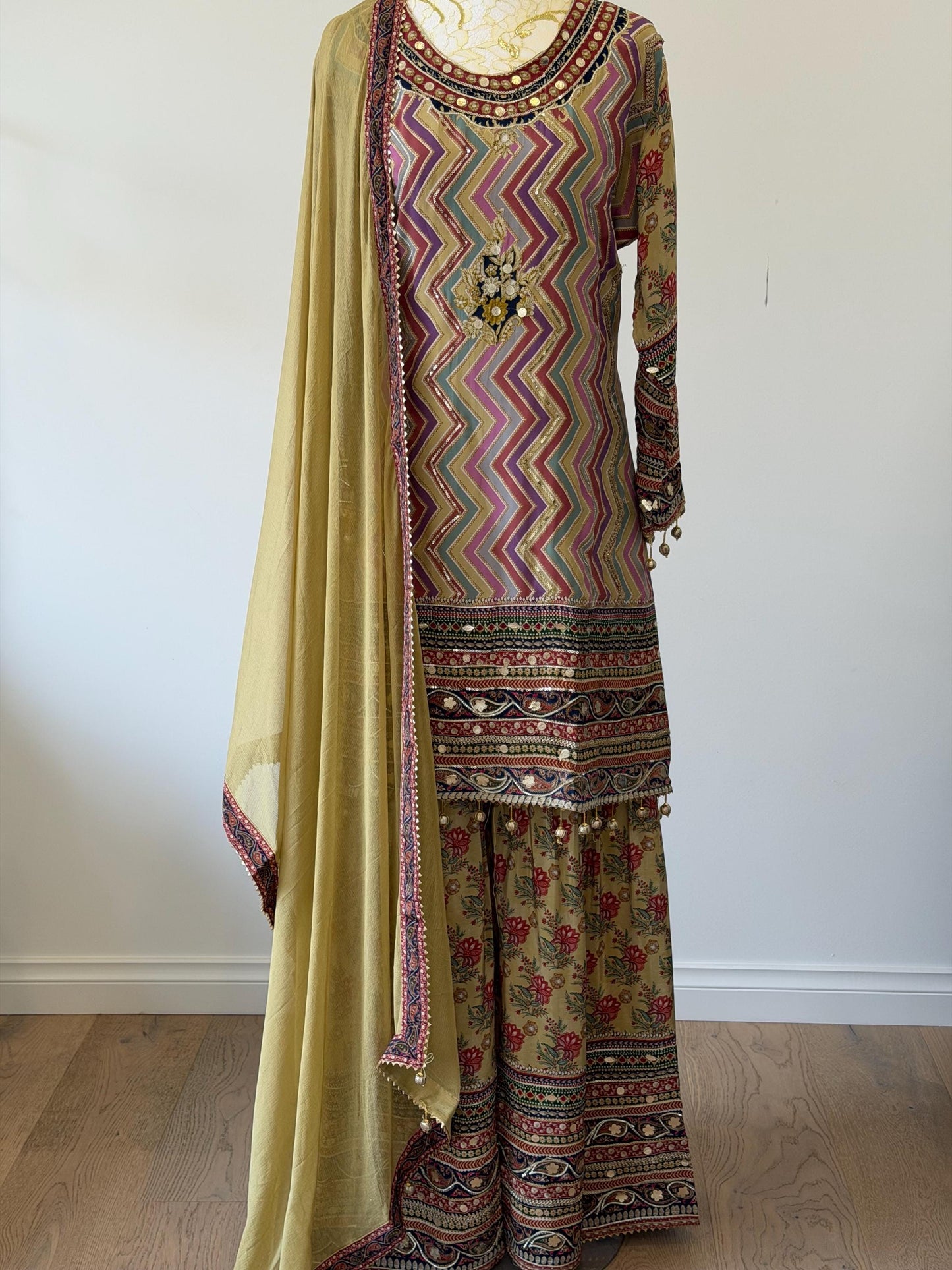 Crepe Digital Print Sharara Suit Set