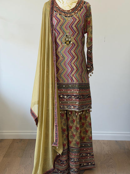 Crepe Digital Print Sharara Suit Set