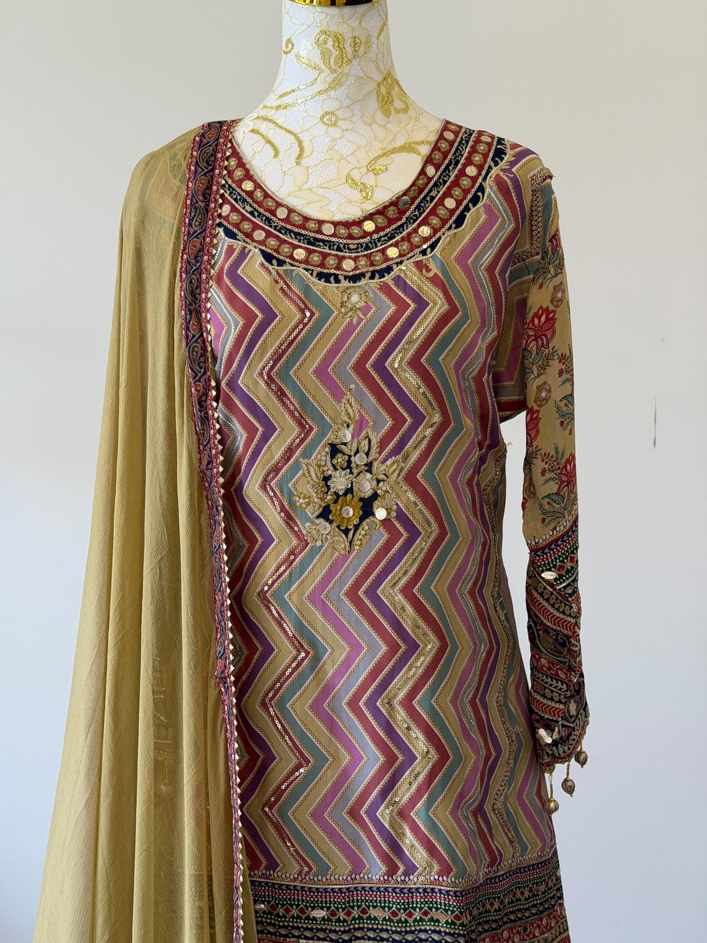 Crepe Digital Print Sharara Suit Set