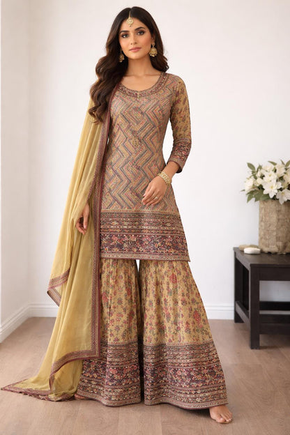 Crepe Digital Print Sharara Suit Set