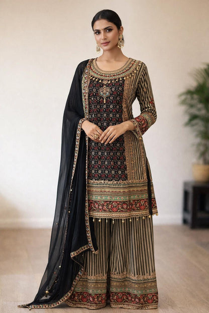 Crepe Digital Print Sharara Suit Set