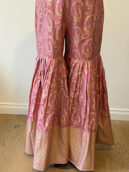 Dusty Pink Brocade indo western outfit