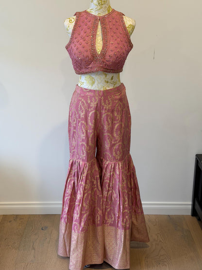 Dusty Pink Brocade indo western outfit