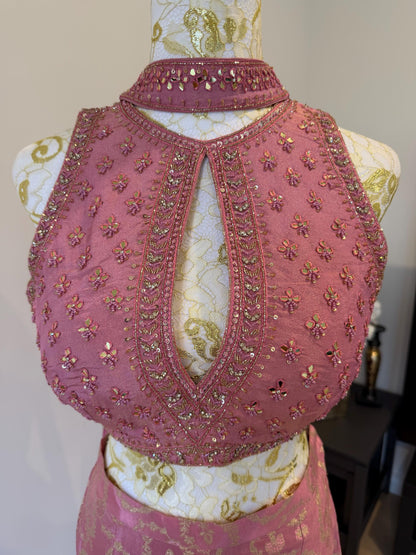 Dusty Pink Brocade indo western outfit
