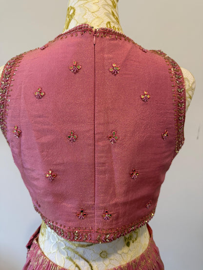 Dusty Pink Brocade indo western outfit