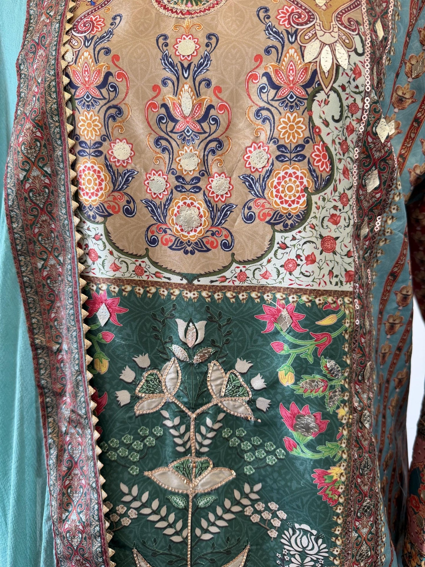 Vintage Inspired Printed Kurta Sharara Set with Dupatta | Ethnic Indian Wedding Outfit