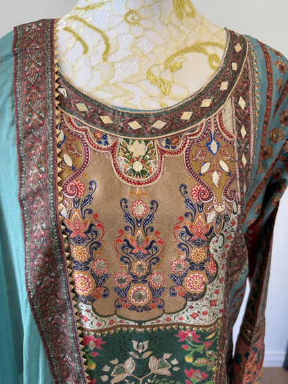 Vintage Inspired Printed Kurta Sharara Set with Dupatta | Ethnic Indian Wedding Outfit