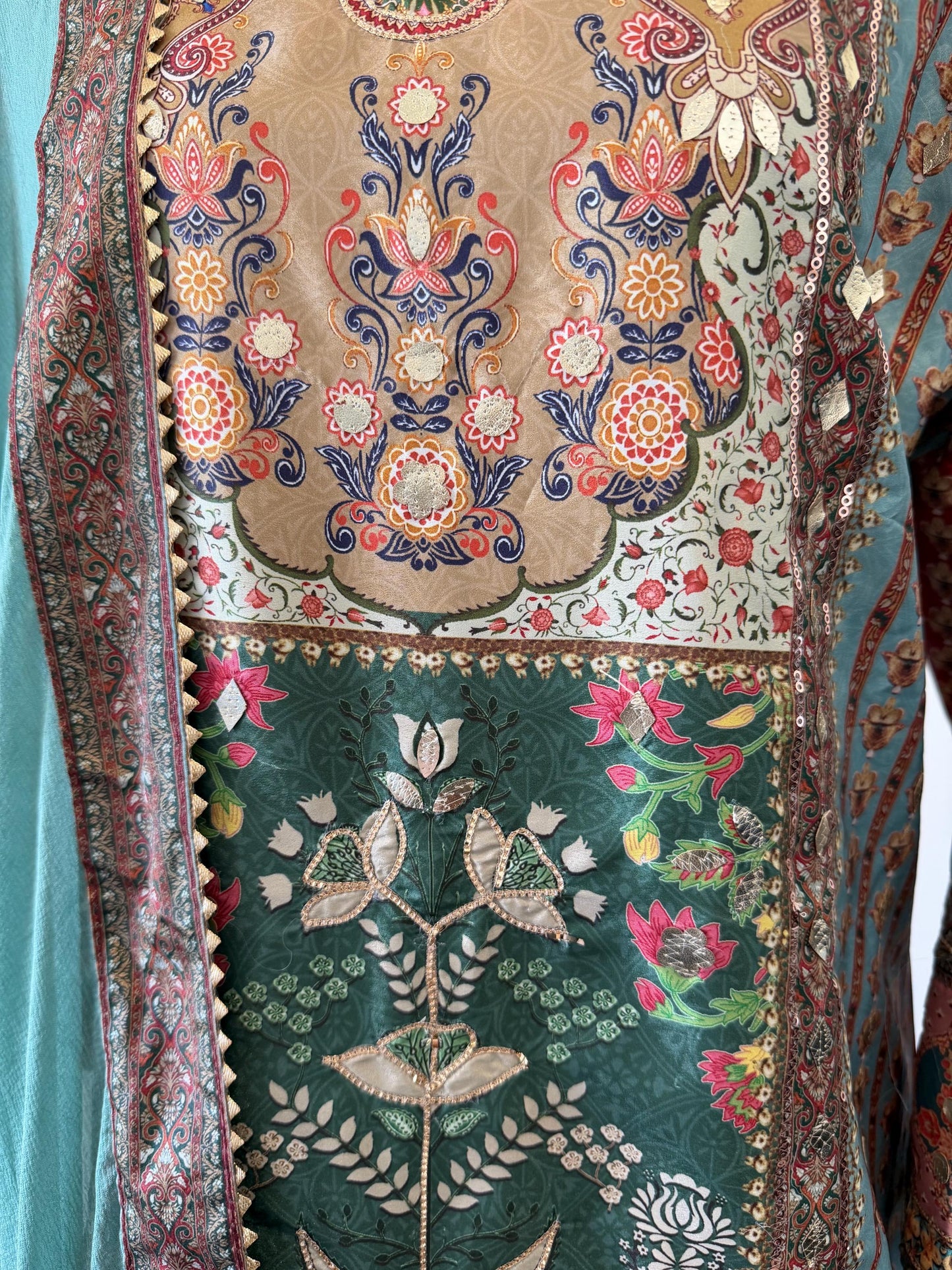 Vintage Inspired Printed Kurta Sharara Set with Dupatta | Ethnic Indian Wedding Outfit