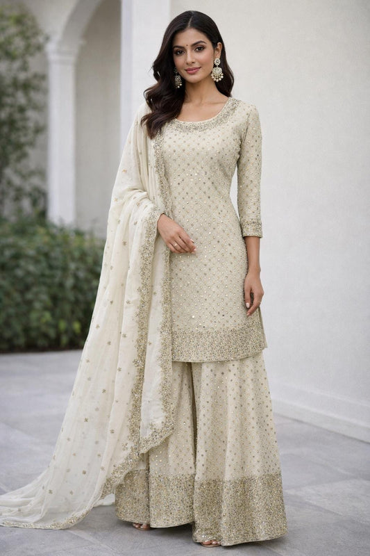 Off White Ivory Sharara Suit Set