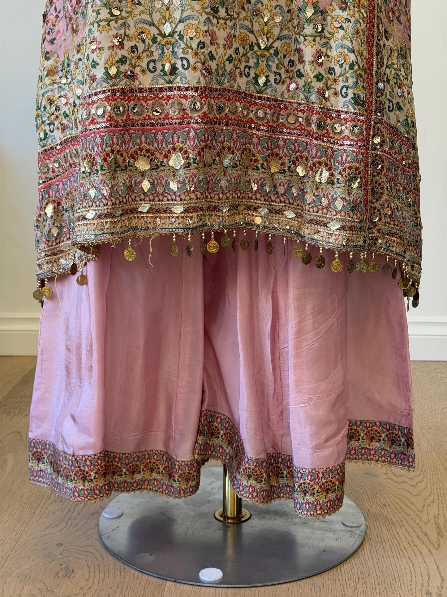 Dusty Pink Lavender Designer Plazo Suit Chiffon Dupatta