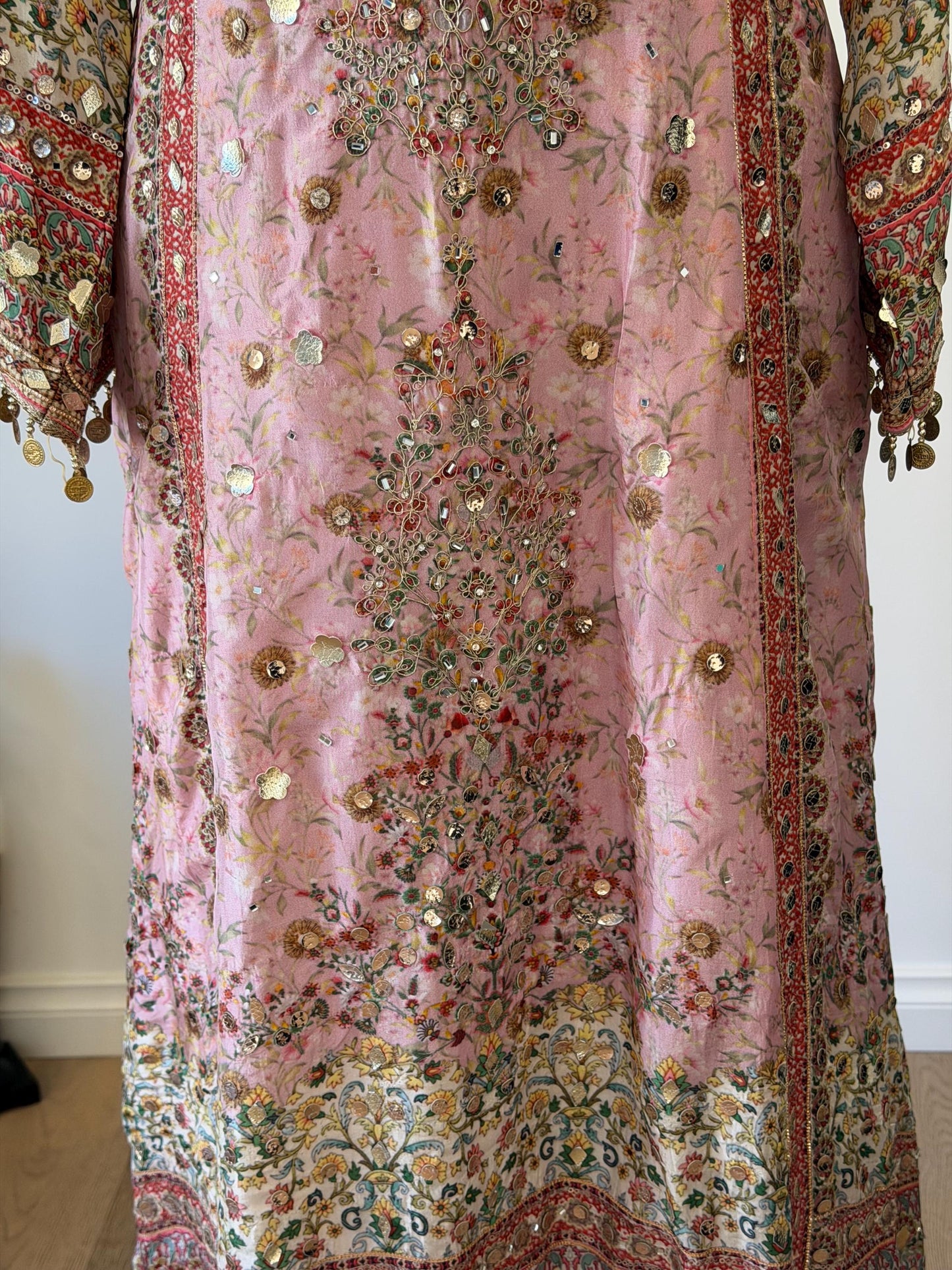 Dusty Pink Lavender Designer Plazo Suit Chiffon Dupatta