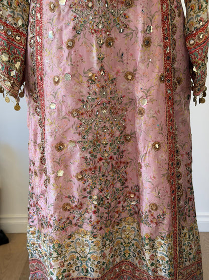 Dusty Pink Lavender Designer Plazo Suit Chiffon Dupatta