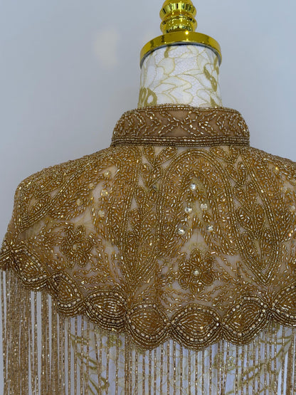 Golden Beaded Fringe Capelet