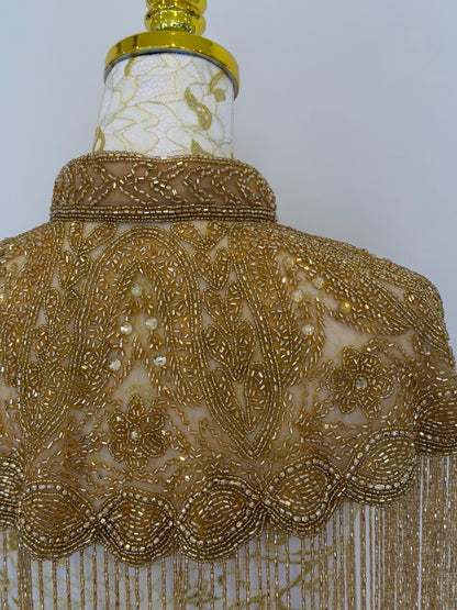 Golden Beaded Fringe Capelet