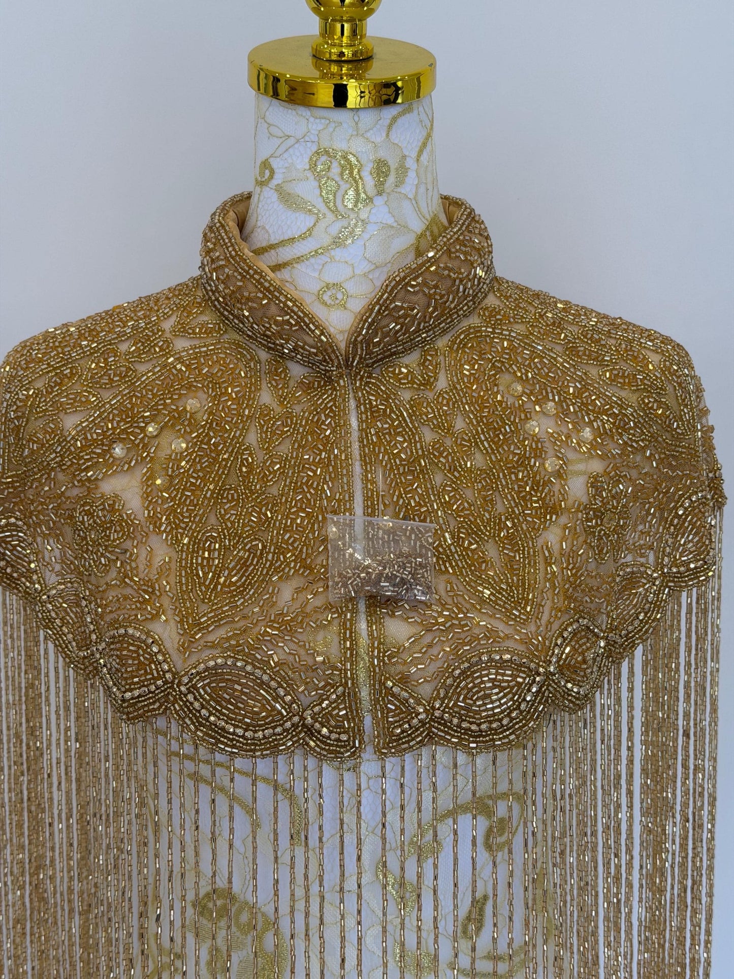 Golden Beaded Fringe Capelet