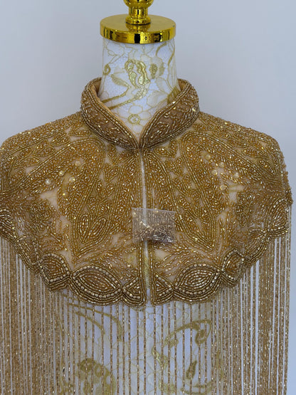 Golden Beaded Fringe Capelet